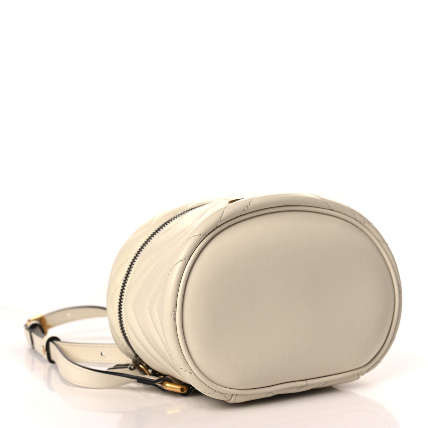 Calfskin Matelasse Mini GG Marmont Round Backpack White