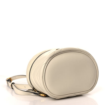 Gucci Calfskin Matelasse Mini GG Marmont Round Backpack White 4 of 11