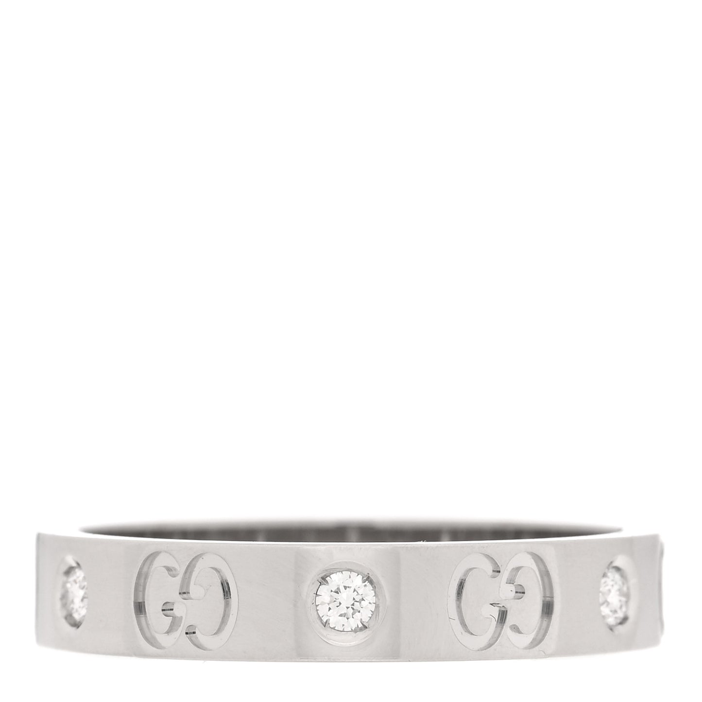 18K White Gold Diamond Icon Band Ring 59 8.75