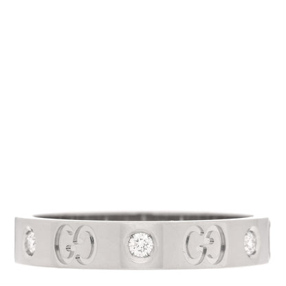 Gucci 18K White Gold Diamond Icon Band Ring 59 8.75 3 of 5