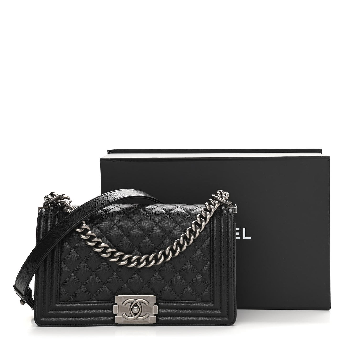 Caviar Quilted Medium Boy Flap Black