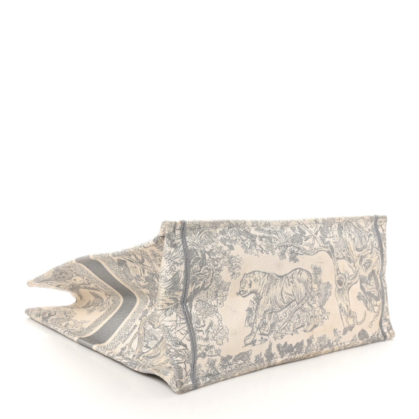 Canvas Embroidered Large Dioriviera Toile De Jouy Book Tote Gray
