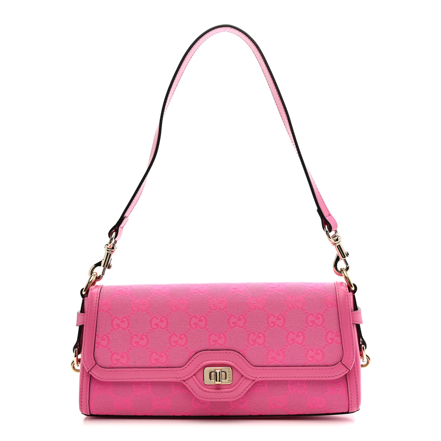 Gucci GG Monogram Textured Dollar Calfskin Small Luce Shoulder Bag Pink 1 of 19