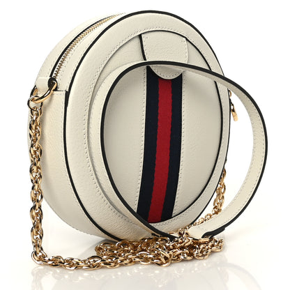 Gucci Textured Calfskin Web Mini Ophidia Round Shoulder Bag Mystic White 3 of 9