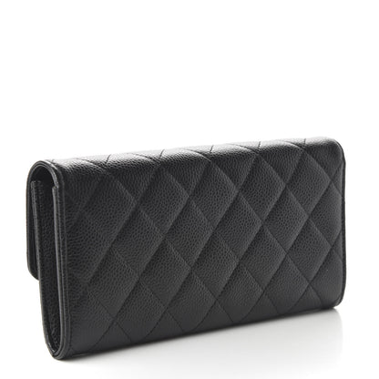 Chanel Caviar Quilted Large Gusset Flap Wallet Black 3 of 11