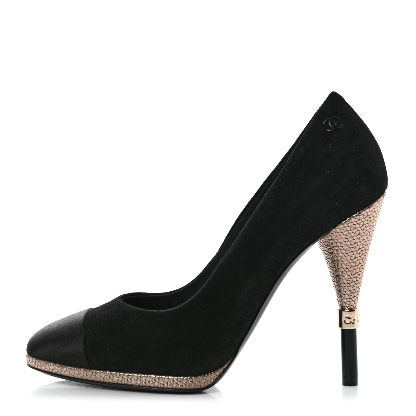 Suede Calfskin Satin Cap Toe CC Pumps 37 Black