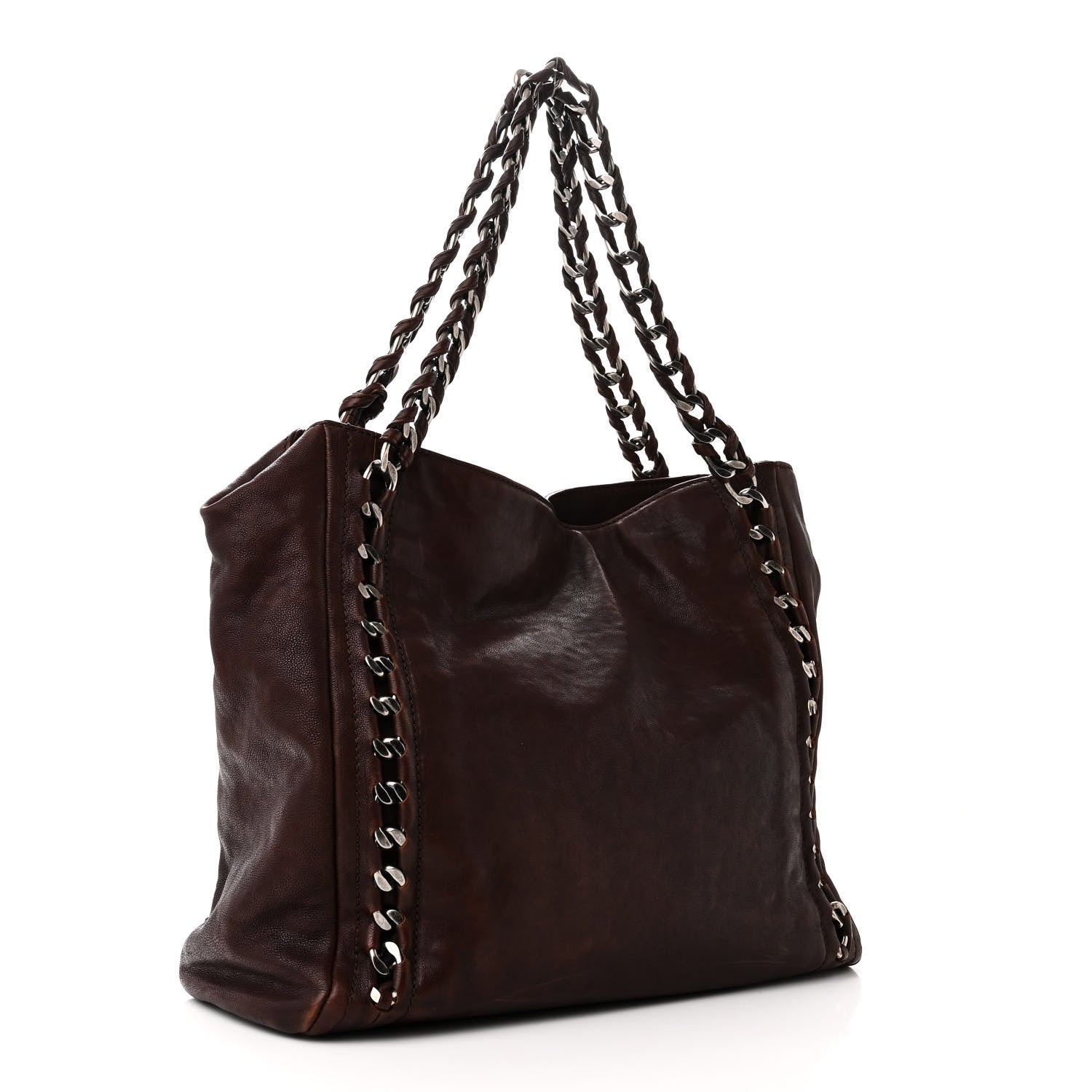 Chanel Glazed Calfskin Modern Chain Tote Burgundy 3 of 10
