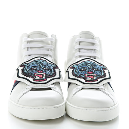 Gucci Calfskin Ayers Embroidered Web Mens Ace Removable Patches High Top Sneakers 10 White 2 of 9