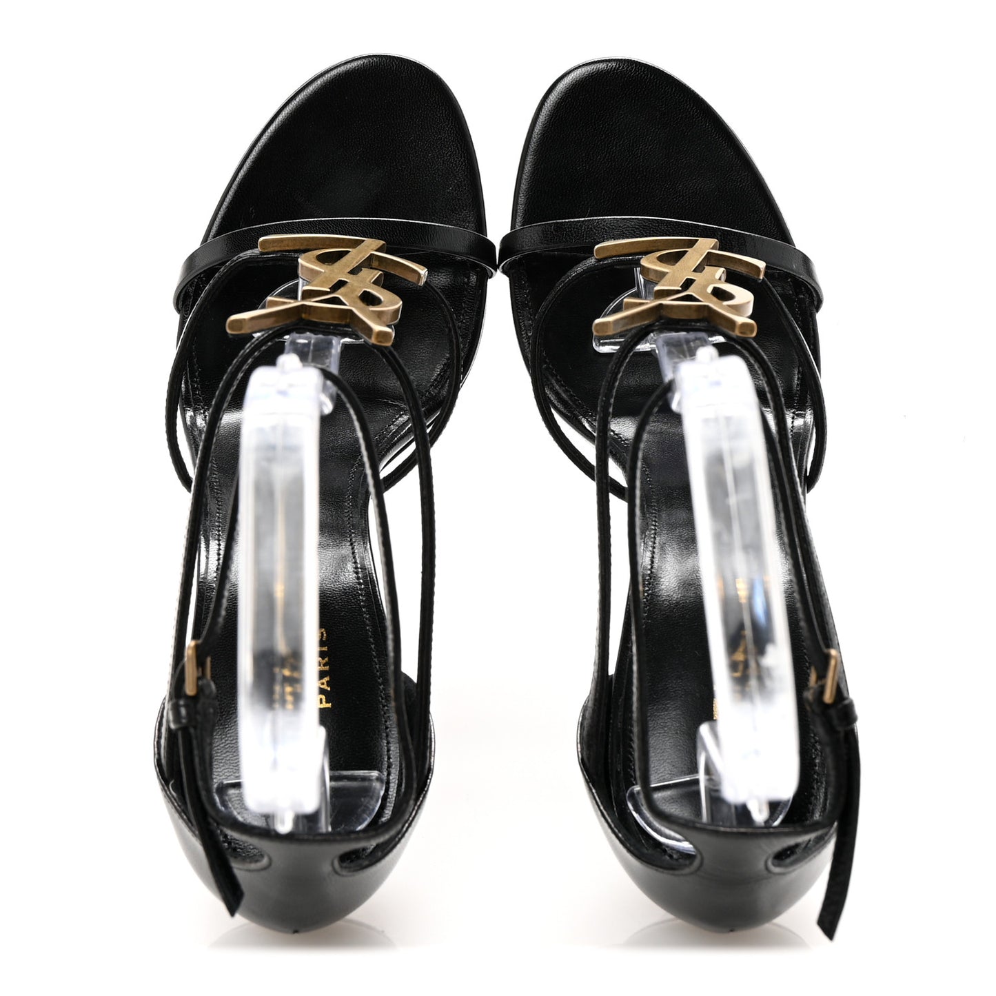 Calfskin Cassandra 100 Ankle Strap Sandals 40 Black
