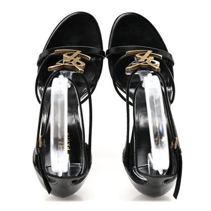 Saint Laurent Calfskin Cassandra 100 Ankle Strap Sandals 40 Black 2 of 9