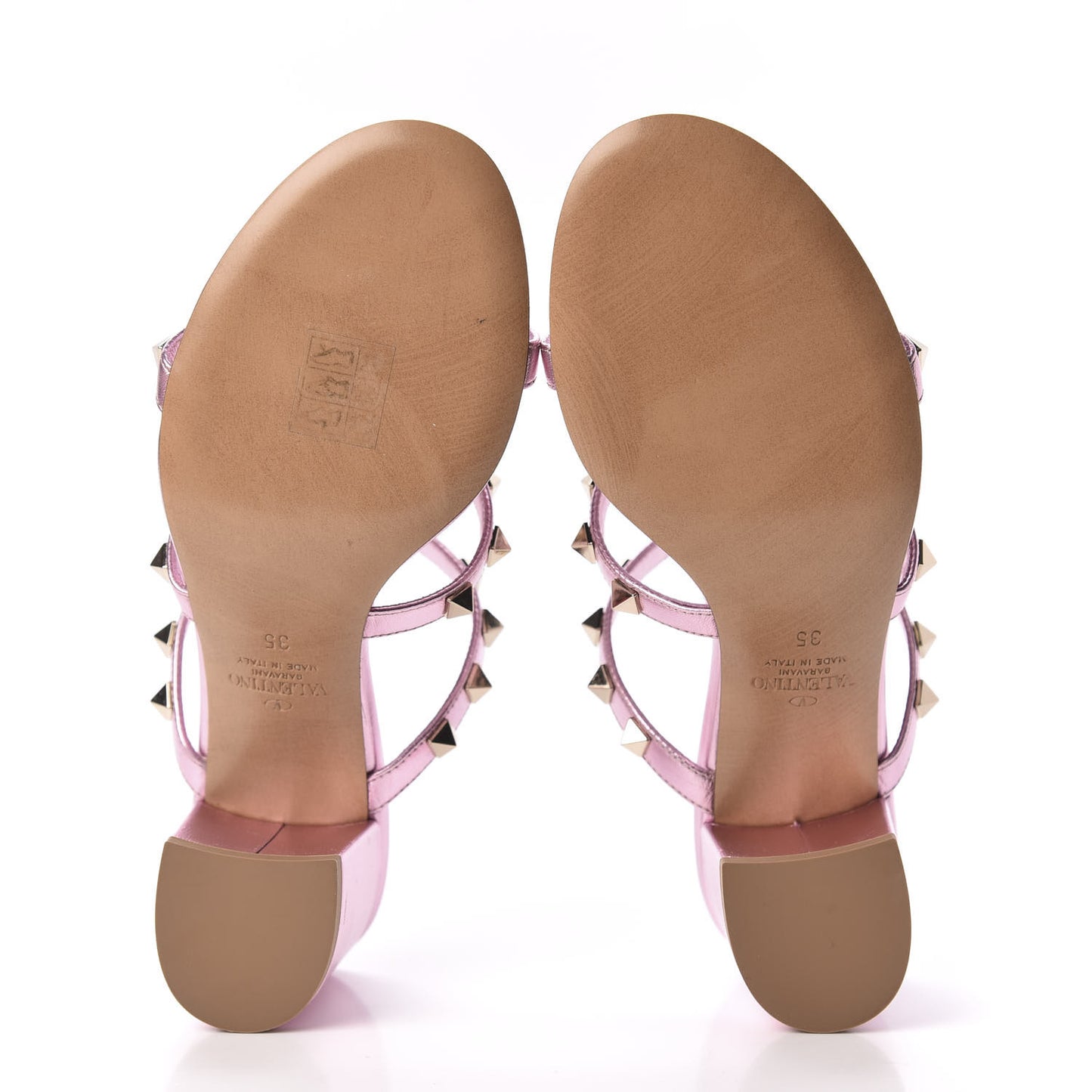Metallic Nappa Rockstud 60mm Caged Slide Sandals 35 Giacinto