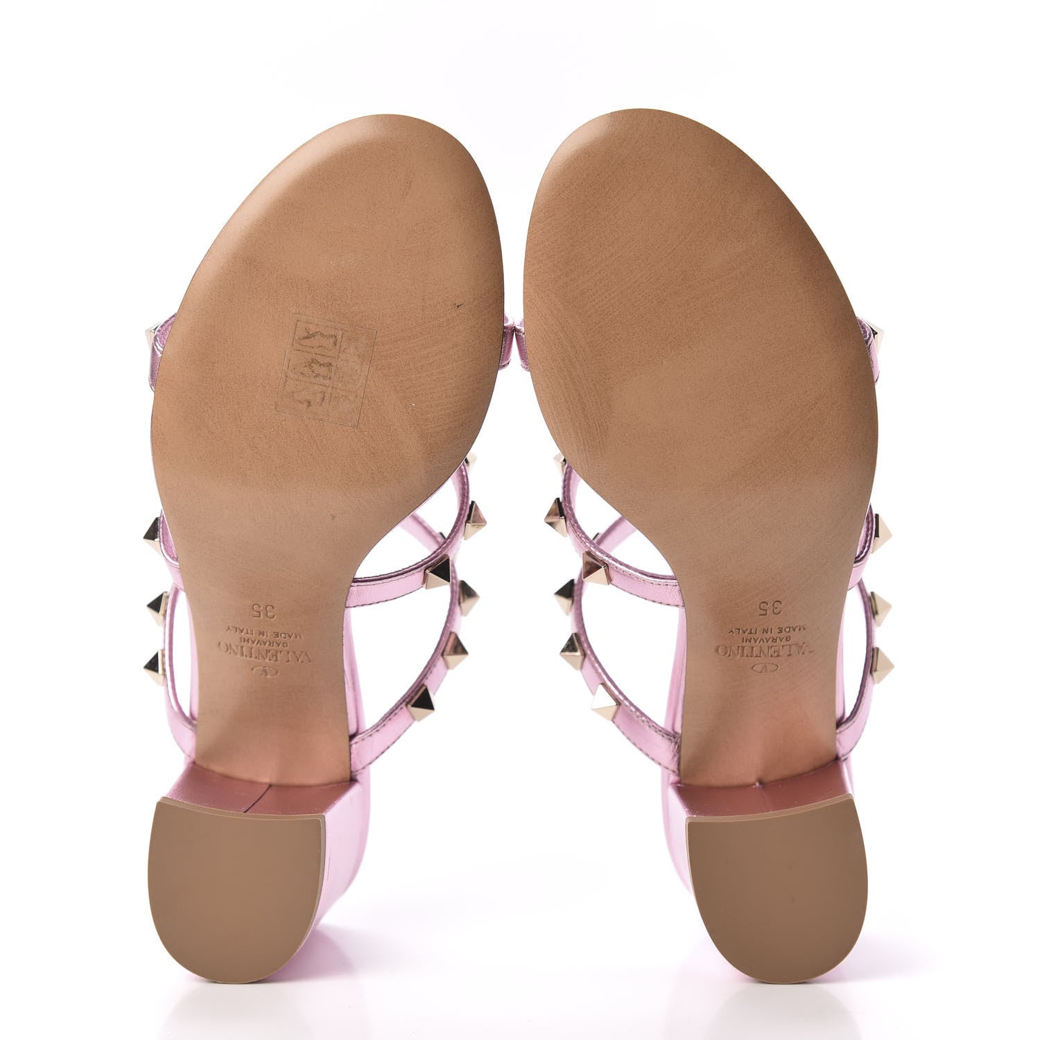 Valentino Garavani Metallic Nappa Rockstud 60mm Caged Slide Sandals 35 Giacinto 5 of 9