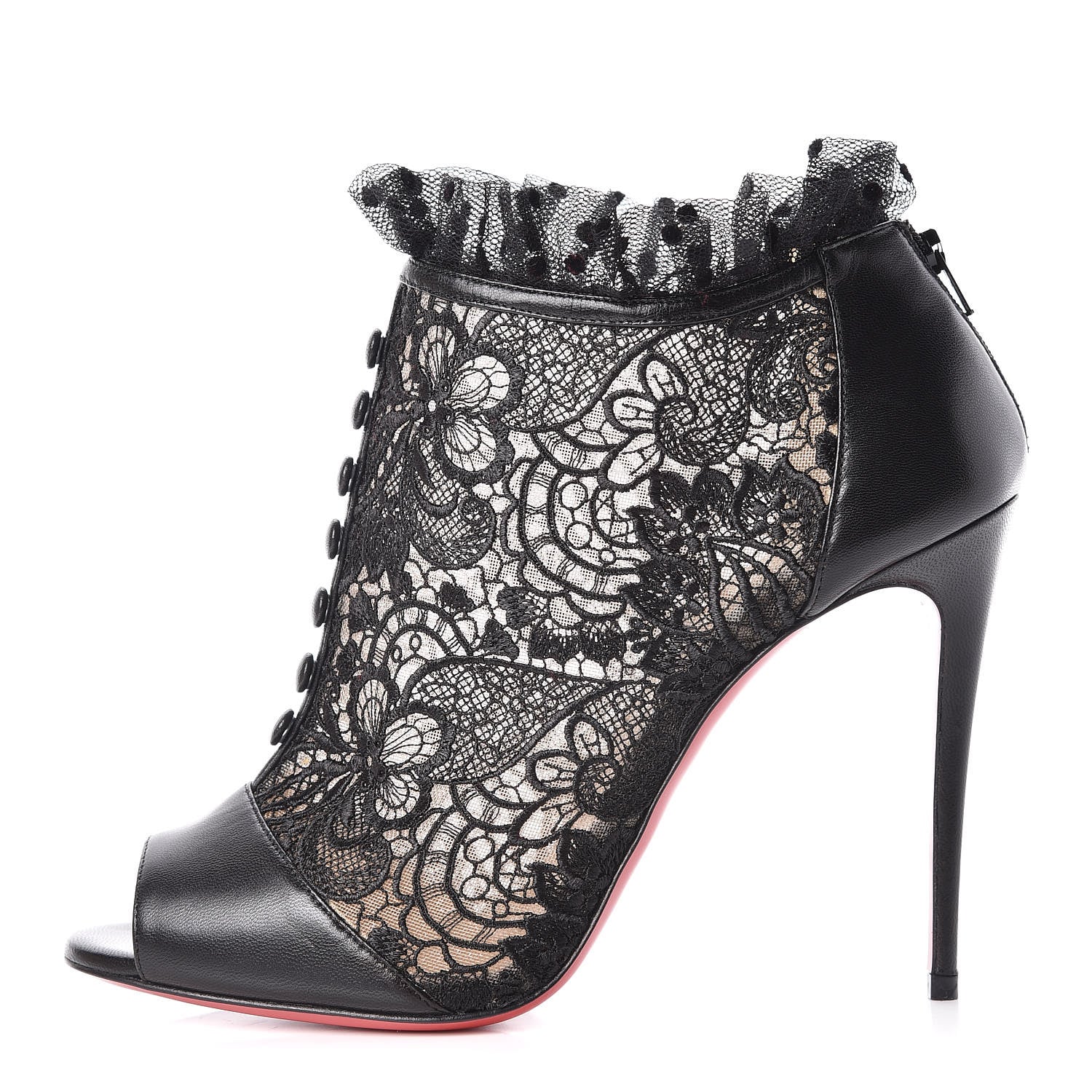 Christian Louboutin Lace Kid Henrietta 100 Booties 39.5 Black 1 of 8