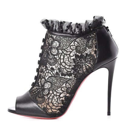 Christian Louboutin Lace Kid Henrietta 100 Booties 39.5 Black 1 of 8