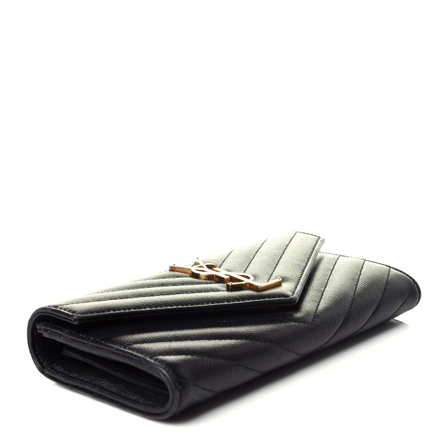 Grain De Poudre Matelasse Chevron Monogram Flap Wallet Black