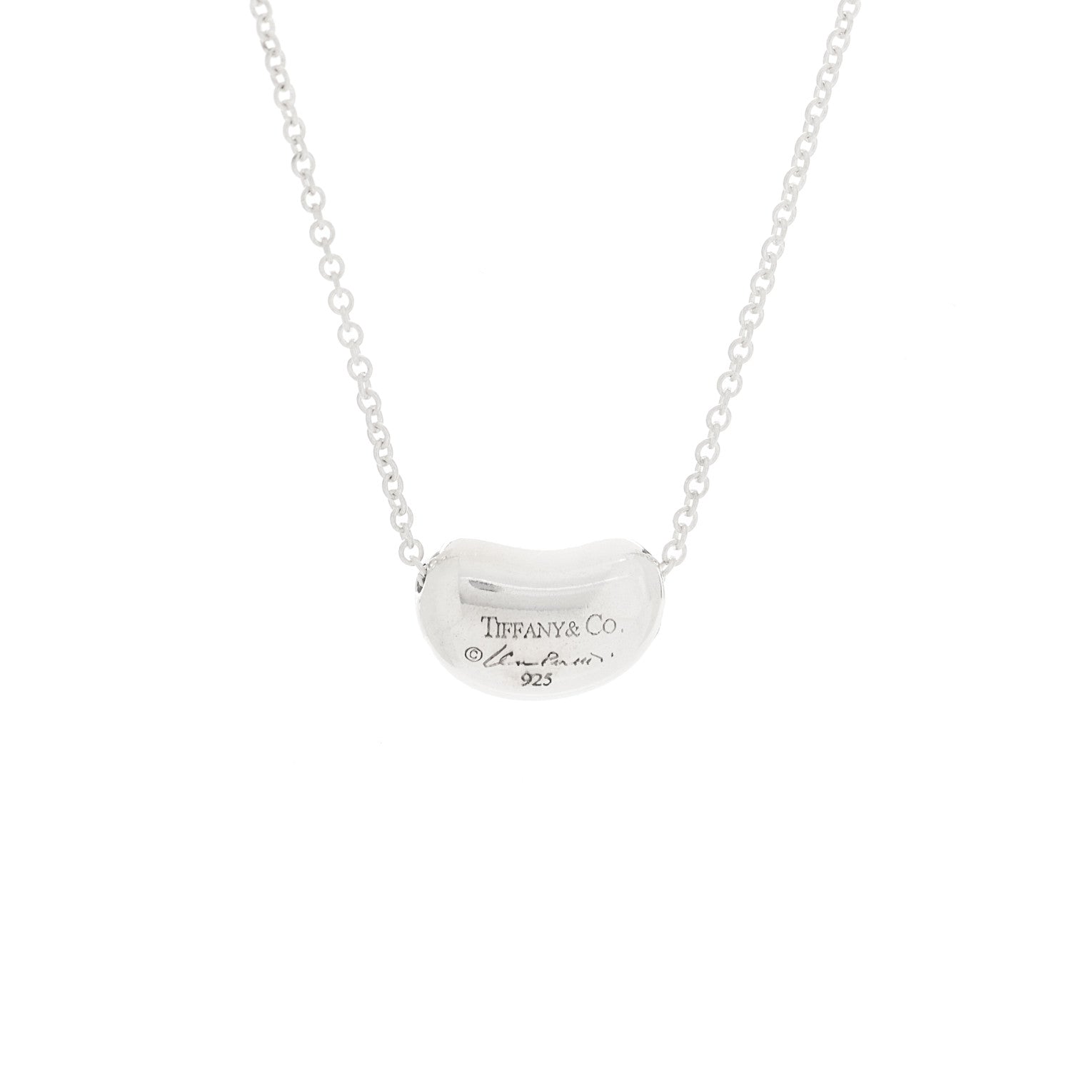 Tiffany Sterling Silver 11mm Elsa Peretti Bean Pendant Necklace 5 of 6