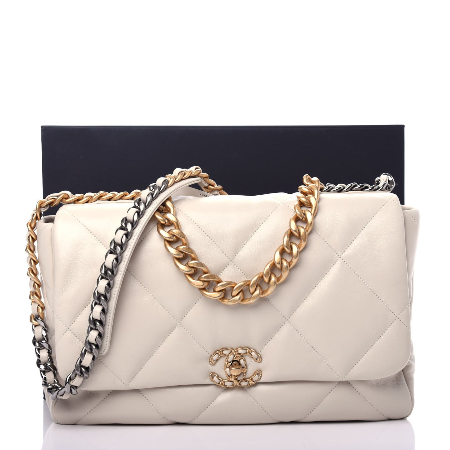 Lambskin Quilted Maxi Chanel 19 Flap Ivory