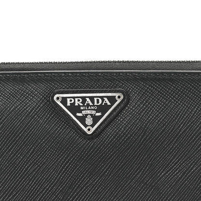 Prada Saffiano Triangle Zip Around Wallet Black 7 of 9