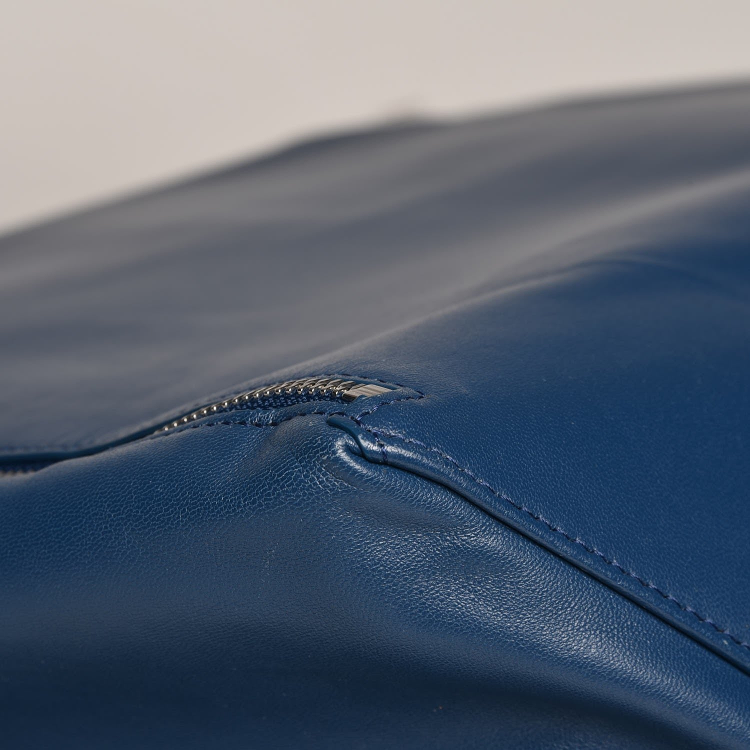 Celine Smooth Lambskin Horizontal Zipper Gusset Cabas Ocean Blue 10 of 11