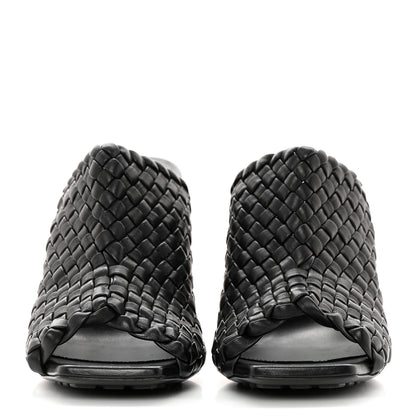Bottega Veneta Soft Lambskin Intrecciato High Heel Knot Mules 38 Black 2 of 10