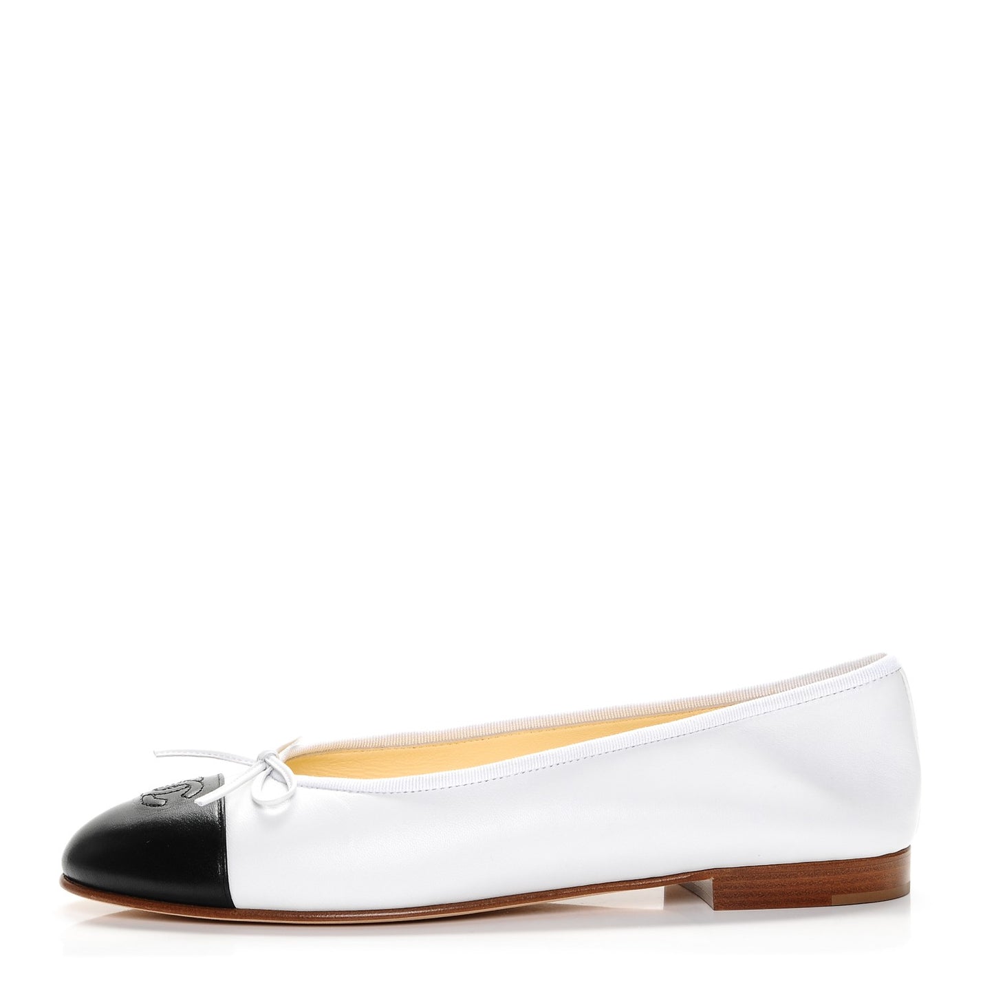 Lambskin Cap Toe CC Ballerina Flats 41 White Black