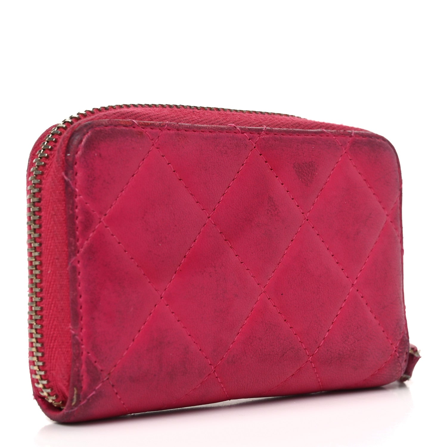 Chanel Lambskin Quilted Zip Coin Purse Fuchsia 3 of 9