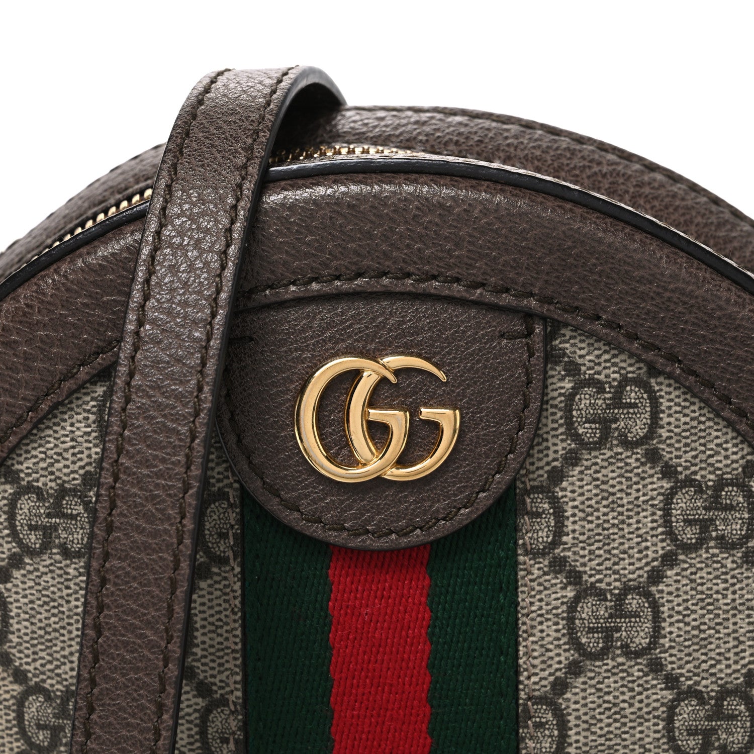 Gucci GG Supreme Monogram Web Mini Ophidia Round Shoulder Bag Brown 8 of 10