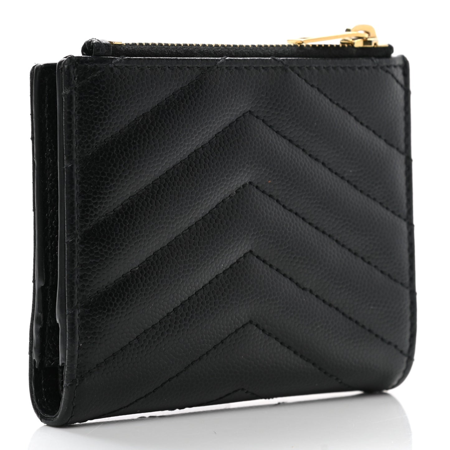 Grain De Poudre Matelasse Chevron Monogram Zipped Card Case Black