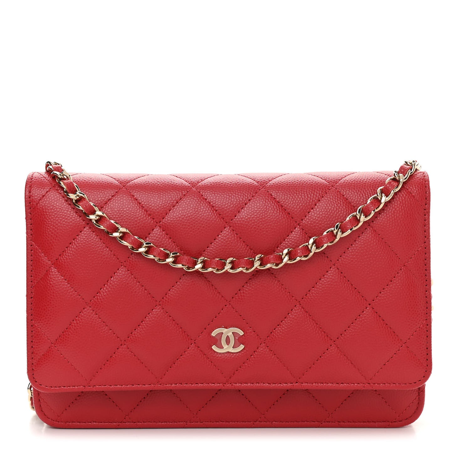 Caviar Quilted Wallet On Chain WOC Red