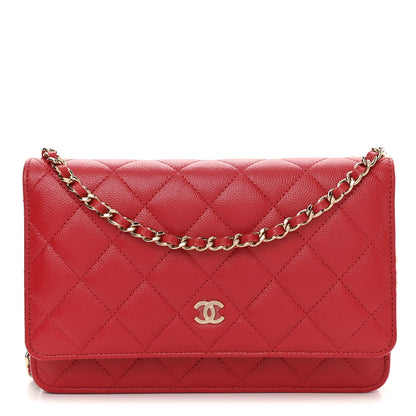 Chanel Caviar Quilted Wallet On Chain WOC Red 1 of 11