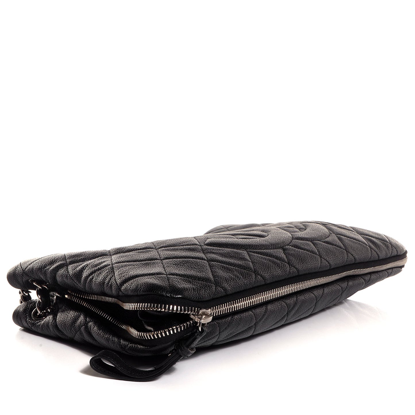 Caviar Expandable Zip Shoulder Bag Black