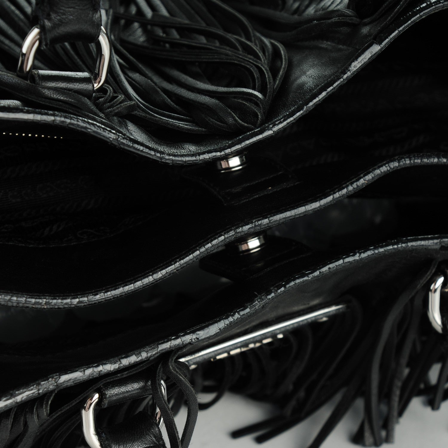 Prada Nappa Fringe Tote Nero Black 10 of 11