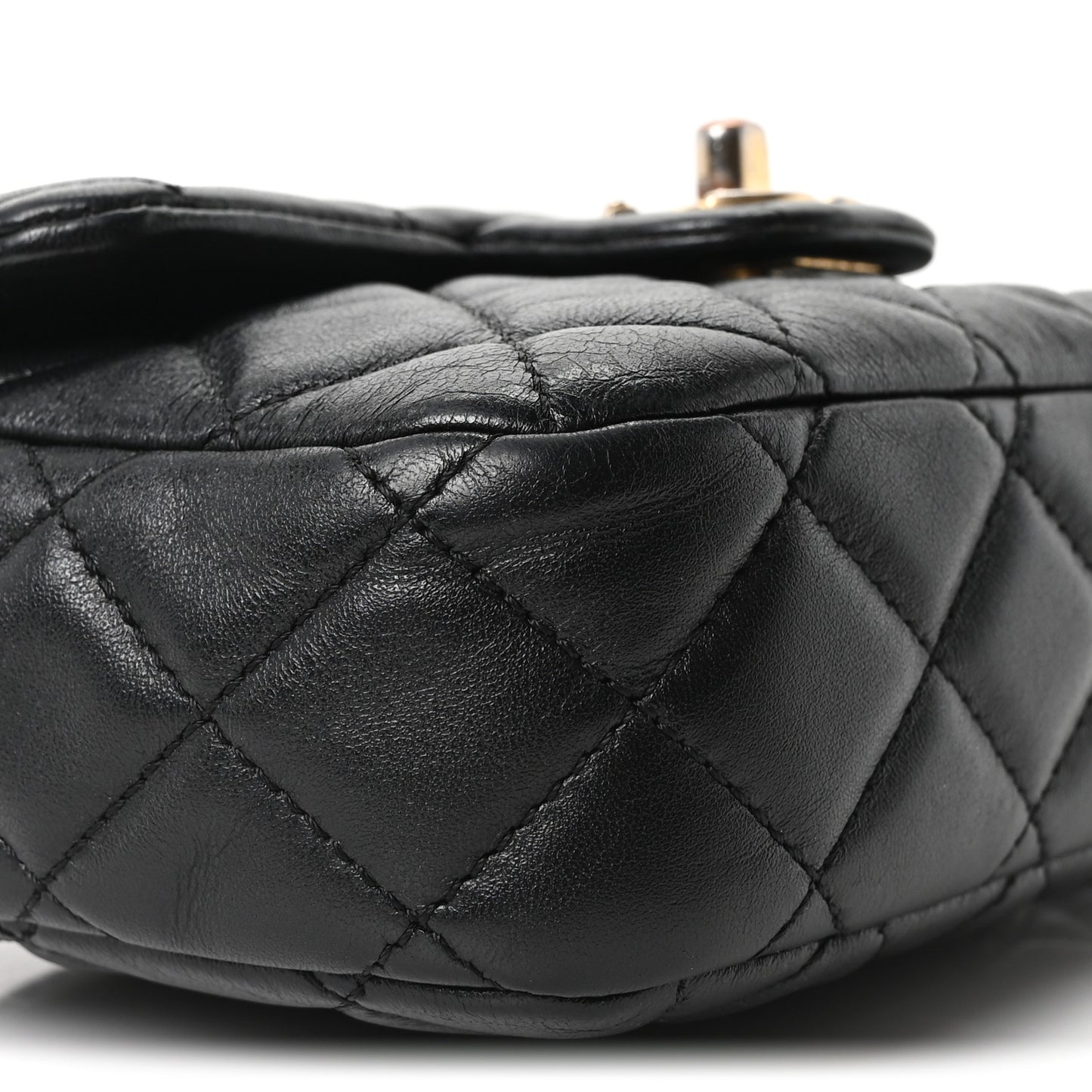 Lambskin Enamel Quilted Mini Coco Hearts Square Flap Black
