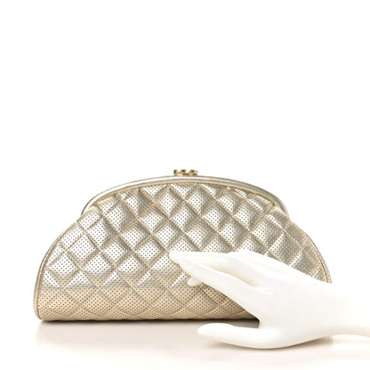 Chanel Metallic Lambskin Perforated Timeless Clutch  Gold 2 of 10