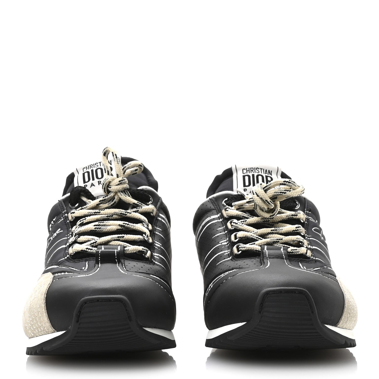 Christian Dior Calfskin Nylon Womens D-Sketch Sneakers 40 Black 3 of 9