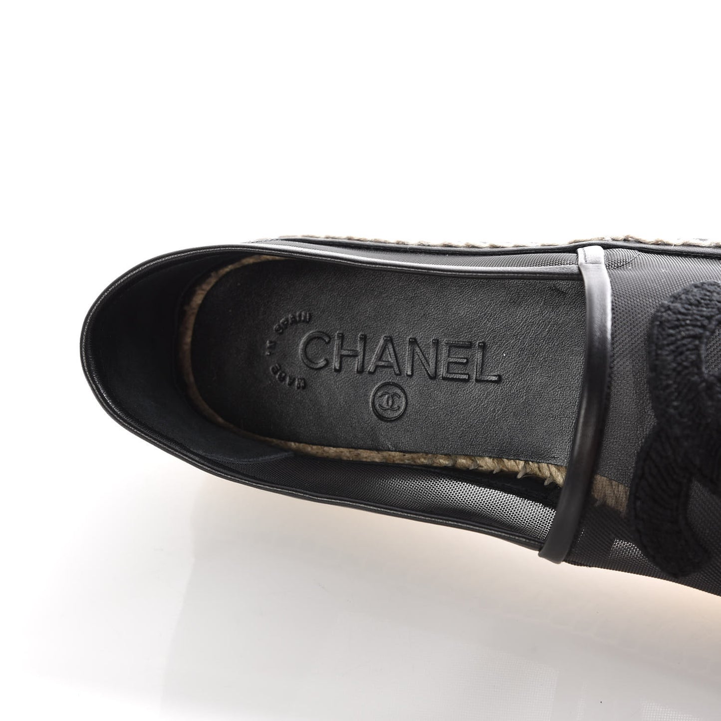 Mesh Grosgrain CC Espadrilles 38 Black
