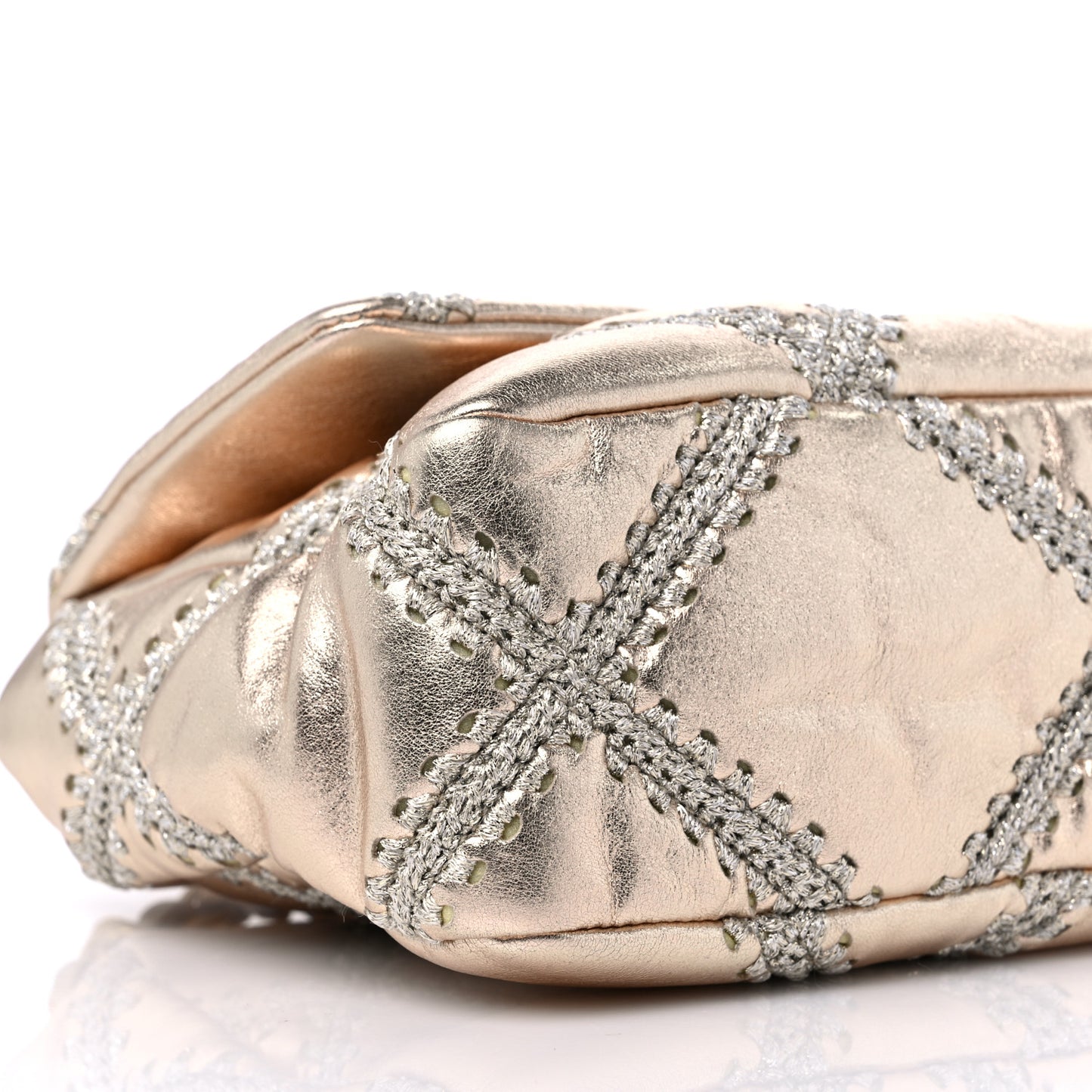Metallic Calfskin Crochet Medium Chanel 19 Flap Gold