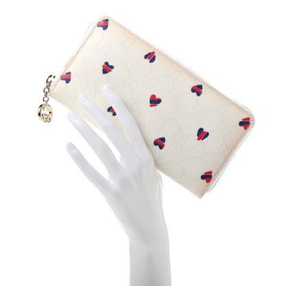 Gucci GG Plus Monogram Hearts GG Pierce Zip Around Wallet White Red 2 of 8