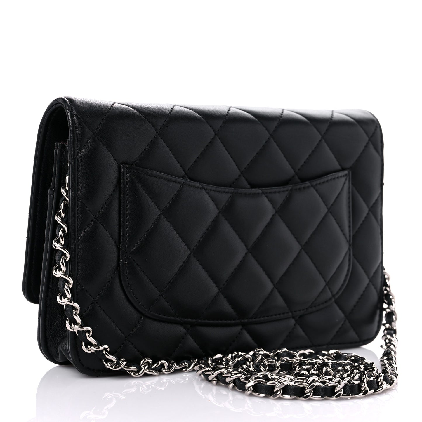 Lambskin Quilted Wallet On Chain WOC Black