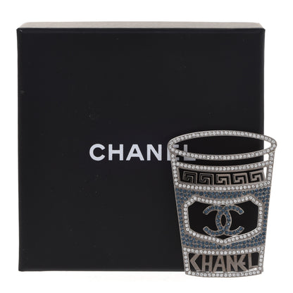 Chanel Crystal CC Greek Cup Brooch Silver Blue 5 of 5