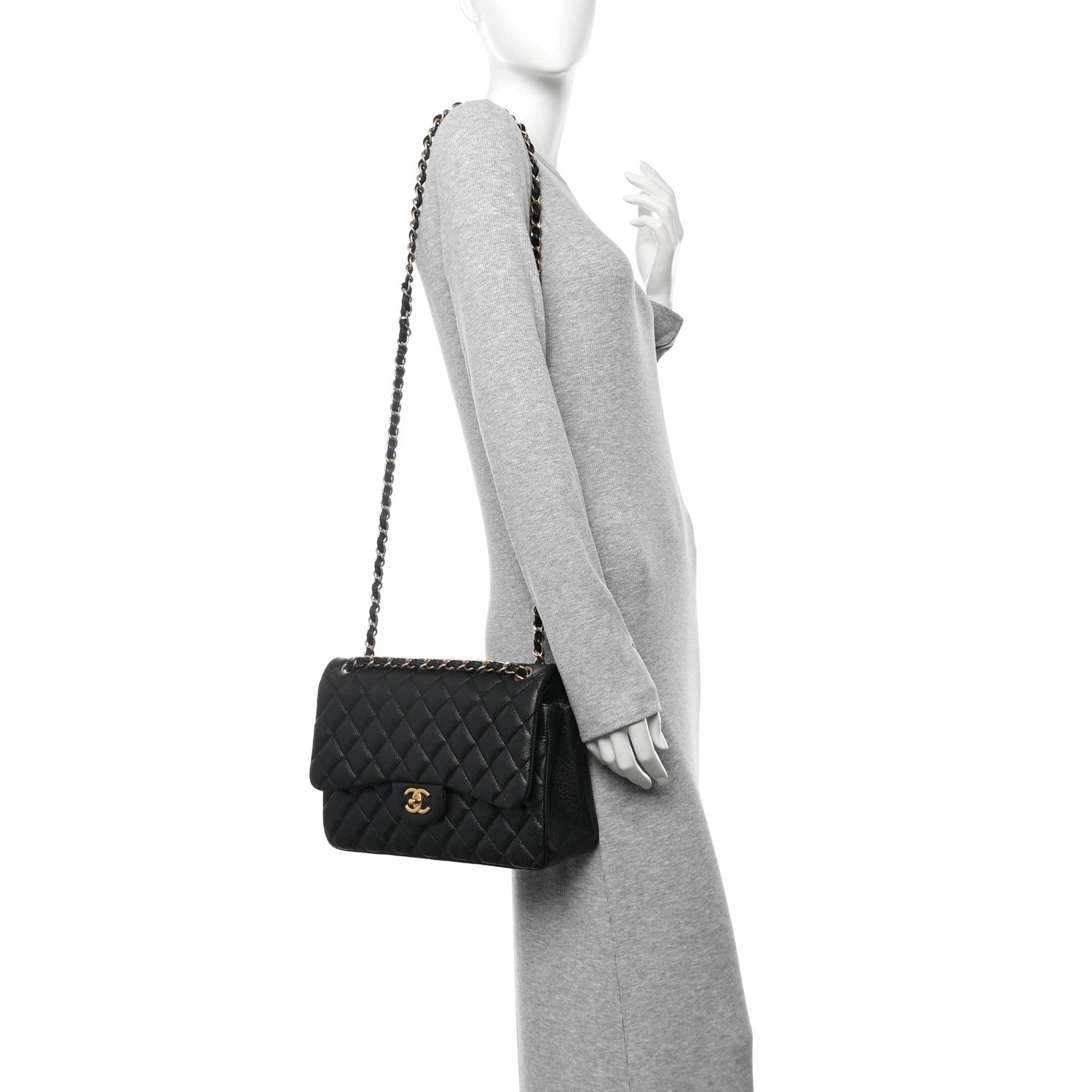 Chanel Caviar Quilted Jumbo Double Flap Black 2 of 10