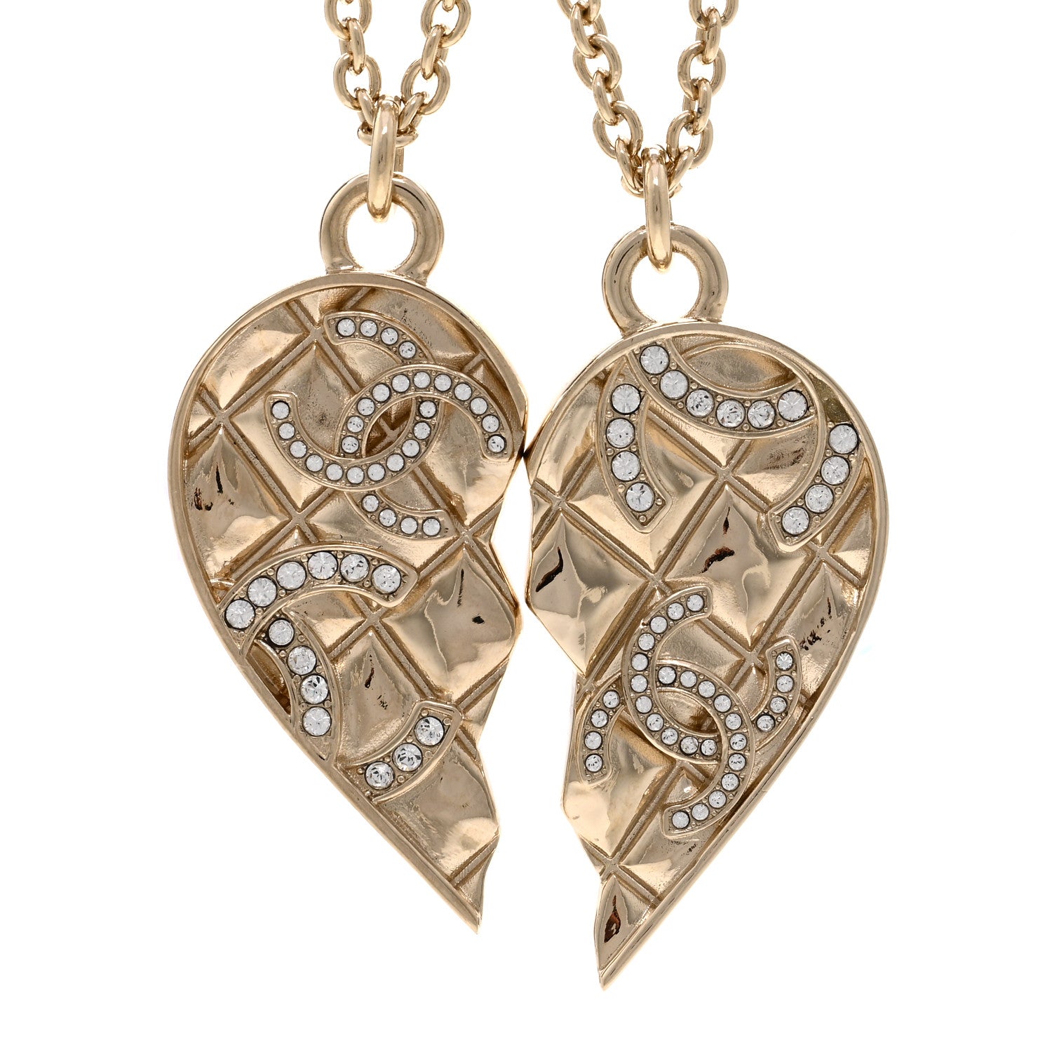 Chanel Crystal Gripoix Clover Heart CC Friendship Necklace Set Gold Multicolor 6 of 7
