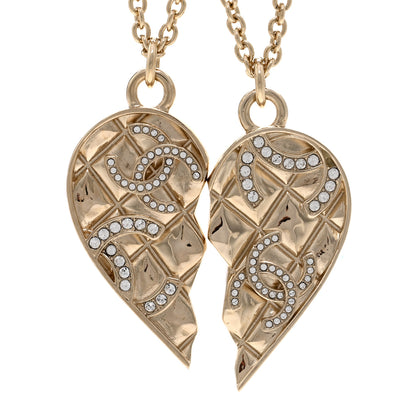 Chanel Crystal Gripoix Clover Heart CC Friendship Necklace Set Gold Multicolor 6 of 7