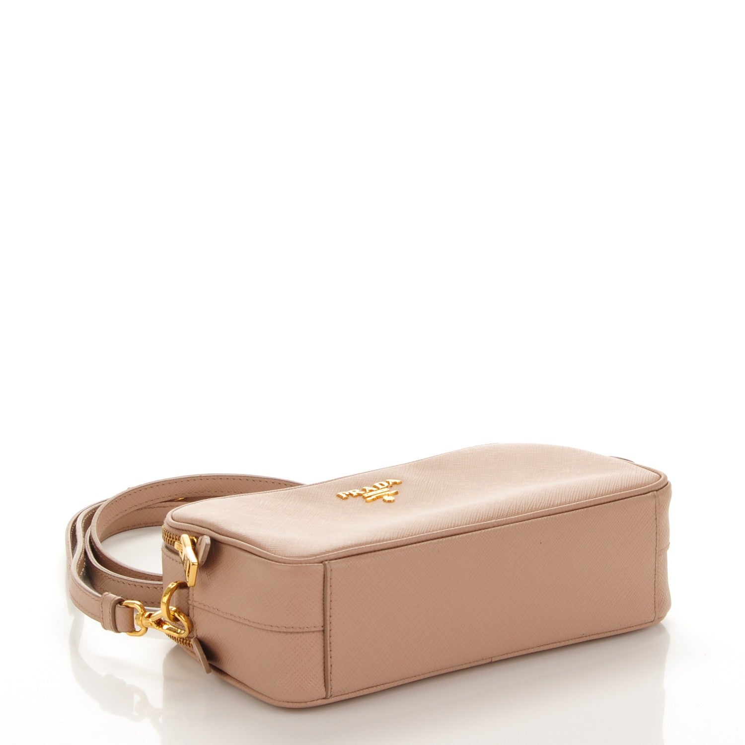 Prada Saffiano Mini Double Zip Crossbody Cammeo 4 of 10
