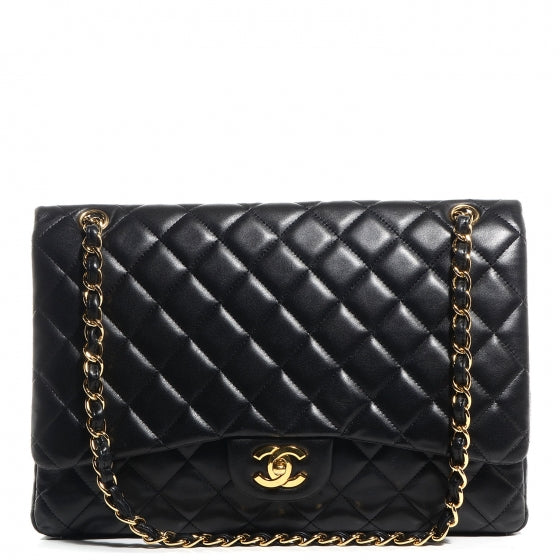Lambskin Maxi Single Flap Black