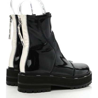 Fendi Shiny Stretch Nylon Platform Zip Biker Boots 36 Black 4 of 8