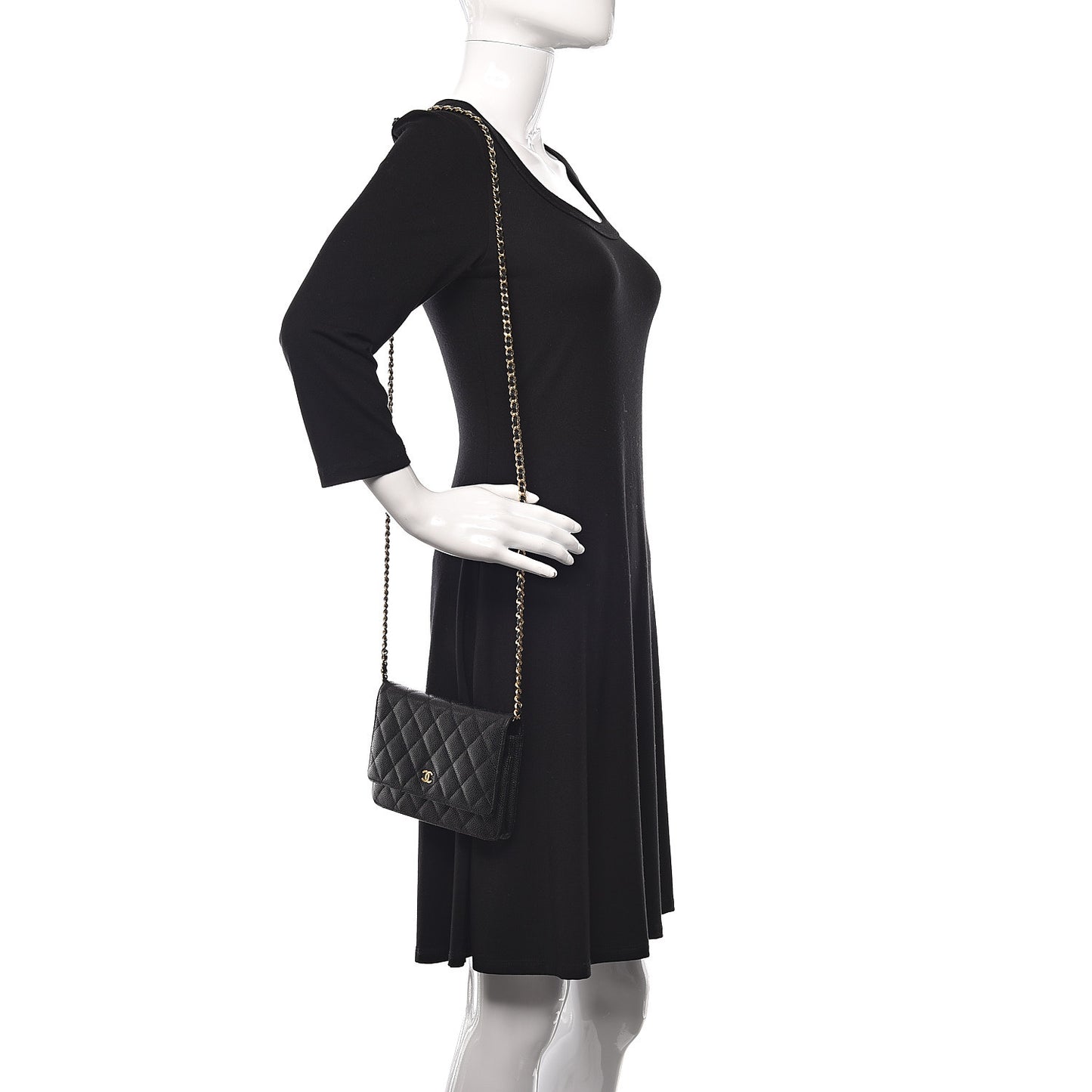 Caviar Quilted Wallet On Chain WOC Black