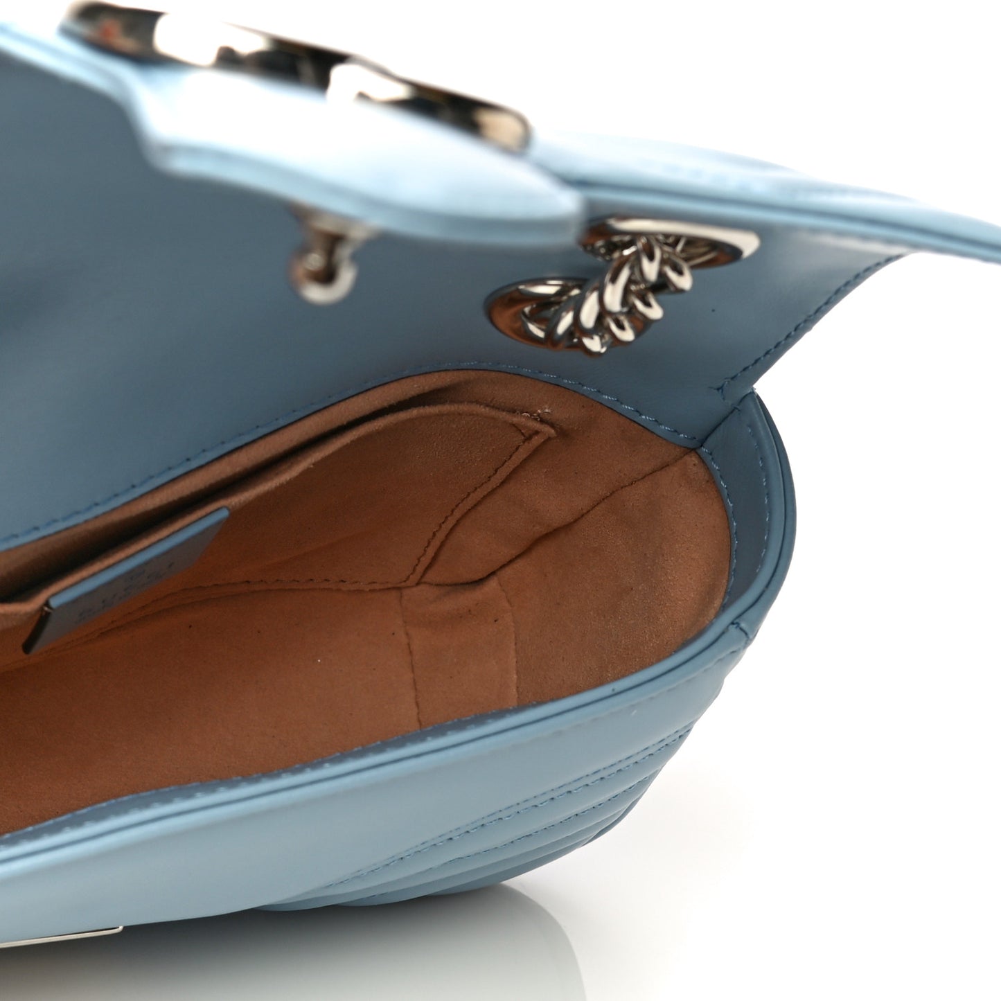 Calfskin Matelasse Mini GG Marmont Shoulder Bag Porcelain Light Blue