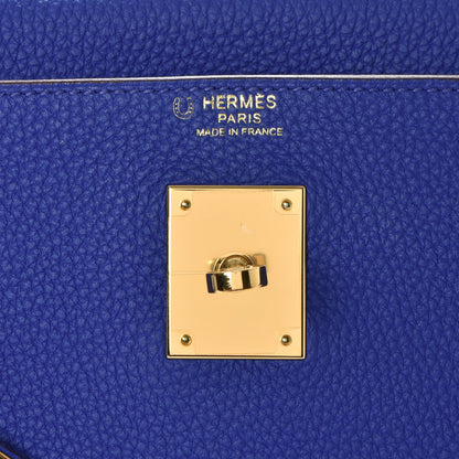 Hermes Togo Horseshoe Kelly Retourne 32 Bleu Electrique Rouge H 21 of 38