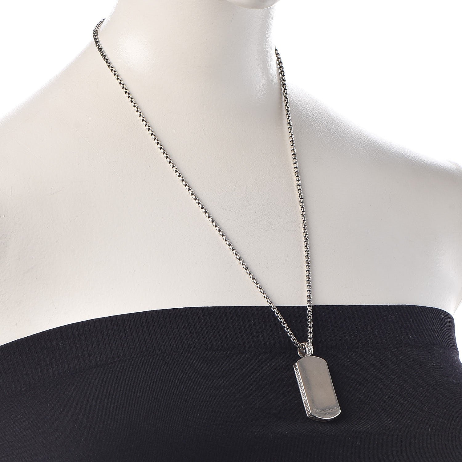 David Yurman Sterling Silver Small Dog Tag Necklace 2 of 6